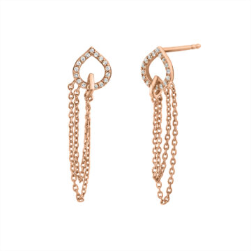 Yellow Gold Diamond Shell Chain Earrings