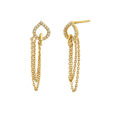 Yellow Gold Diamond Shell Chain Earrings