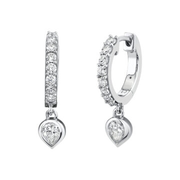 Yellow Gold Shell Bezel Diamond Dangle Earrings