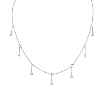 Yellow Gold Dangle Bezel Diamond Necklace