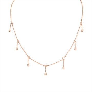 Yellow Gold Dangle Bezel Diamond Necklace