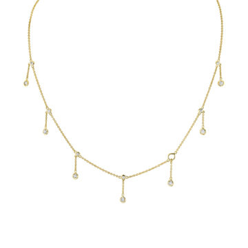 Yellow Gold Dangle Bezel Diamond Necklace