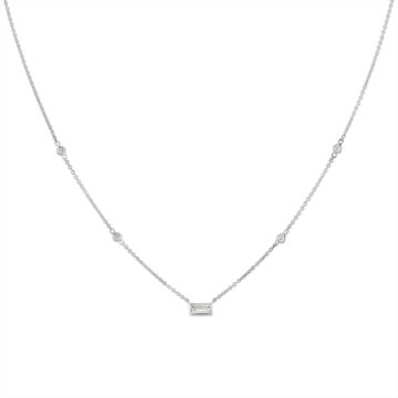 Yellow Gold Bezel Baguette Diamond Necklace
