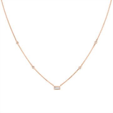 Yellow Gold Bezel Baguette Diamond Necklace