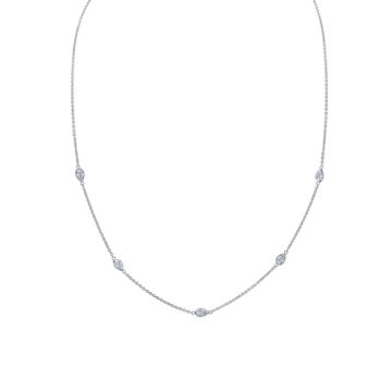 Yellow Gold Bezel Pear Diamonds Necklace