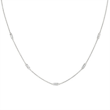 Yellow Gold Bezel Baguette Diamonds Necklace