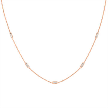 Yellow Gold Bezel Baguette Diamonds Necklace