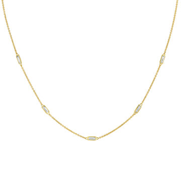 Yellow Gold Bezel Baguette Diamonds Necklace