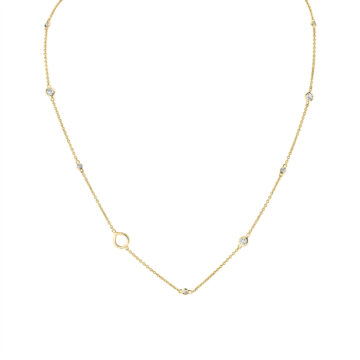 Yellow Gold Shell Charms and Bezel Diamonds Necklace
