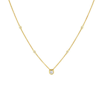 Yellow Gold Bezel Diamond Necklace