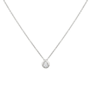 Yellow Gold Shell Bezel Pear Diamond Necklace