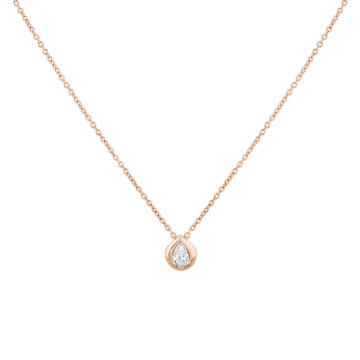 Yellow Gold Shell Bezel Pear Diamond Necklace