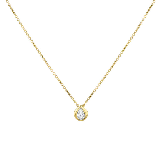 yellow gold pear diamond necklace crop