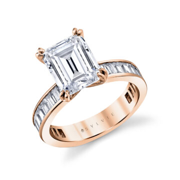 White Gold Auravie Channel Set Baguette Engagement Ring - Amren