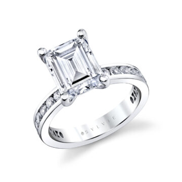 White Gold Auravie Channel Set Round Diamond Engagement Ring - Juno