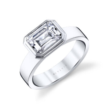 Yellow Gold Auravie Flat Edge Bezel Solitaire Engagement Ring - Pippa