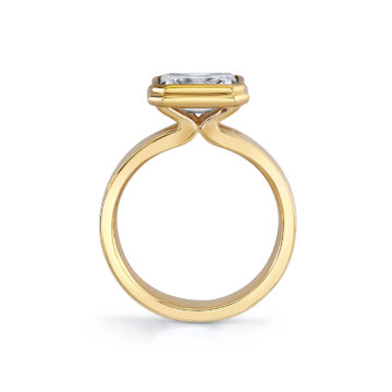 Yellow Gold Auravie Flat Edge Bezel Solitaire Engagement Ring - Pippa