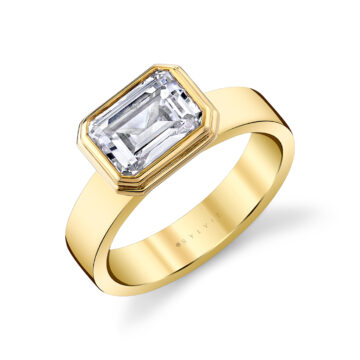 Yellow Gold Auravie Flat Edge Bezel Solitaire Engagement Ring - Pippa