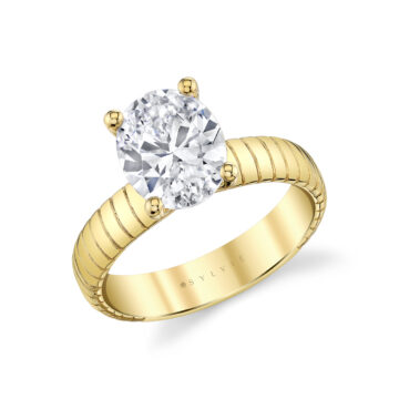 Yellow Gold Auravie Engraved Solitaire Engagement Ring - Marin