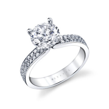 White Gold Auravie Channel Set Double Row Diamond Engagement Ring - Lacey
