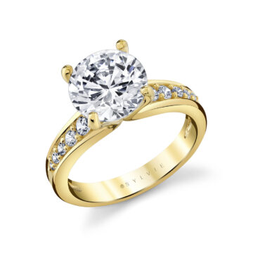 Yellow Gold Auravie Channel Set Graduated Diamond Engagement Ring - Kalla