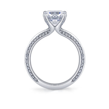 White Gold Auravie Flush Set Diamond Split Shank Engagement Ring - Cora