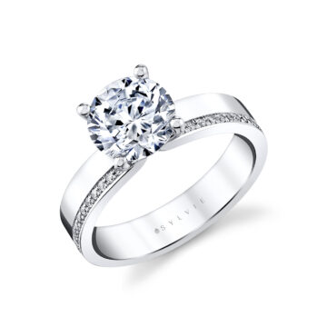 White Gold/Yellow Gold Auravie Flush Set Diamond Two Tone Engagement Ring - Oriana