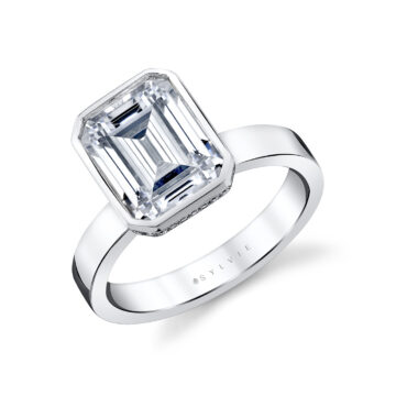 Yellow Gold Auravie Bezel Solitaire Hidden Halo Engagement Ring - Jean