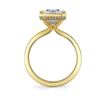 Yellow Gold Auravie Bezel Solitaire Hidden Halo Engagement Ring - Jean