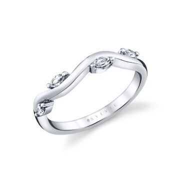 White Gold/Yellow Gold Tulira Marquise Diamond Leaf Wedding Ring