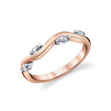 White Gold/Yellow Gold Tulira Marquise Diamond Leaf Wedding Ring