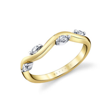 White Gold/Yellow Gold Tulira Marquise Diamond Leaf Wedding Ring