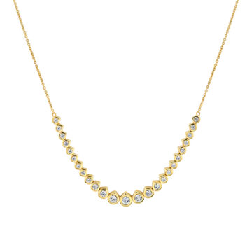 Yellow Gold Shell Héritage Graduated Diamond Bezel Necklace