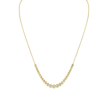 Yellow Gold Shell Héritage Graduated Diamond Bezel Necklace