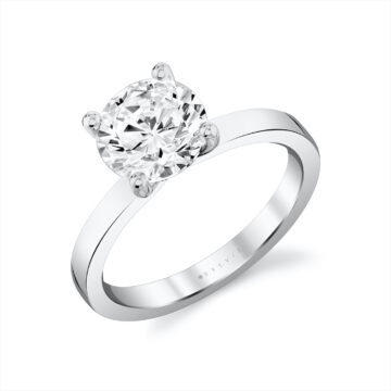 Yellow Gold Round Cut Flat Edge Solitaire Engagement Ring - Harlow
