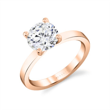 Yellow Gold Round Cut Flat Edge Solitaire Engagement Ring - Harlow