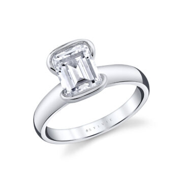 Yellow Gold Shell Auranova Sirena Half Bezel Solitaire Engagement Ring - Aureline