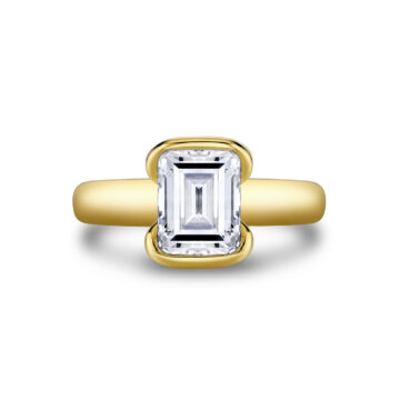 Yellow Gold Shell Auranova Sirena Half Bezel Solitaire Engagement Ring - Aureline