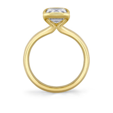 Yellow Gold Shell Auranova Sirena Half Bezel Solitaire Engagement Ring - Aureline