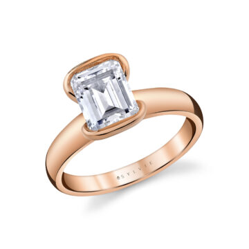 Yellow Gold Shell Auranova Sirena Half Bezel Solitaire Engagement Ring - Aureline