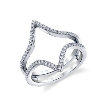 White Gold Chevron Diamond Wedding Ring Enhancer