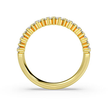 Yellow Gold Alternating Baguette and Round Diamond Wedding Ring
