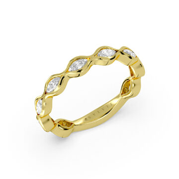 Yellow Gold Bezel Set Marquise Diamond Wedding Ring