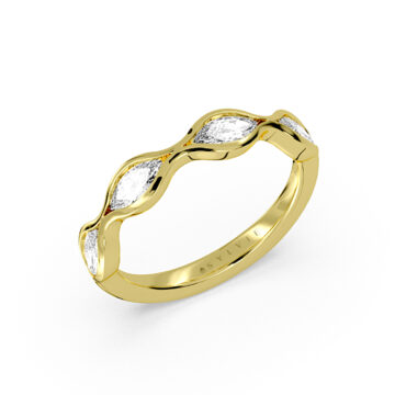 Yellow Gold Bezel Set Marquise Diamond Wedding Ring