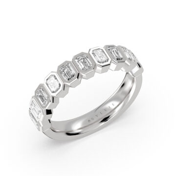 Yellow Gold Bezel Set Emerald Diamond Wedding Ring - 1.50 CT