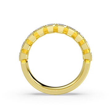 Yellow Gold Bezel Set Emerald Diamond Wedding Ring - 1.50 CT