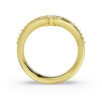 Yellow Gold Double Band Curved Diamond Wedding Ring