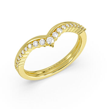 Yellow Gold Double Band Curved Diamond Wedding Ring