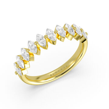 Yellow Gold Heritage Shared Prong Marquise Diamond Wedding Ring