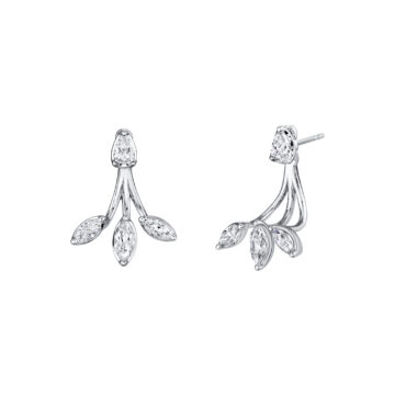 Yellow Gold Tulira Floral Marquise Diamond Earring Jackets